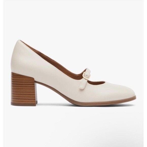 Rockport Violetta Mary Jane CJ3333 Womens Beige Leather Pumps Heels Shoes 8.5 M - Picture 3 of 12